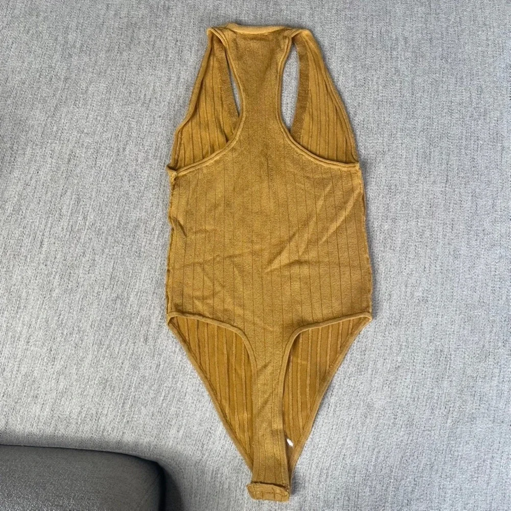 Free People Intimately Ribbed‎ Gold Halter Neck Bodysuit Women's Small
